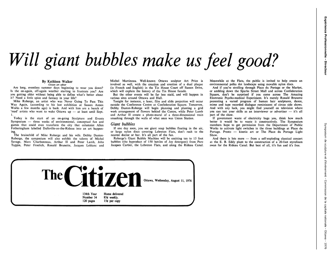 1976 — The Citizen — Will giant bubbles make us feel good?