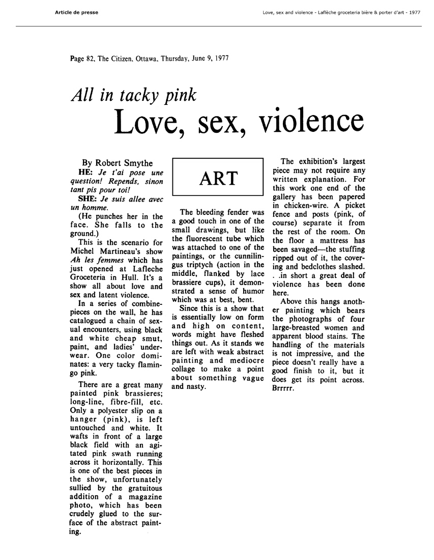 1977 — The Citizen — All In tacky pink Love, sex, violence