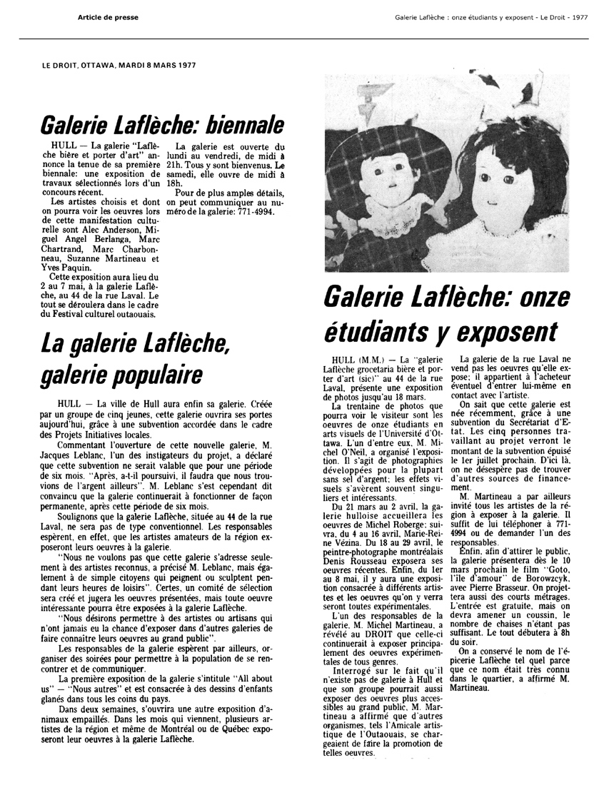 1977 — Le Droit — article de presse